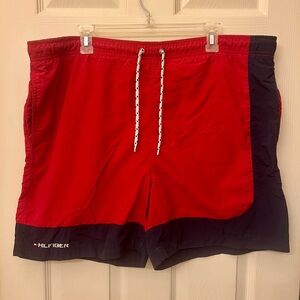 Tommy Hilfiger Red and Navy Blue Swim Trunks